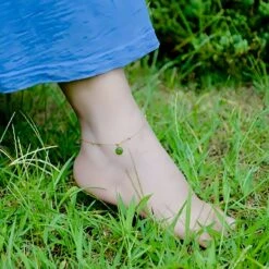 Bracelet De Cheville Jade – Paix Et Harmonie, Argent Plaqué Or -Moment Ici bracelet de cheville jade paix et harmonie argent plaque or 3