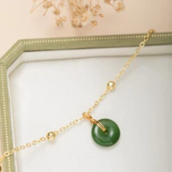 Bracelet De Cheville Jade – Paix Et Harmonie, Argent Plaqué Or -Moment Ici bracelet de cheville jade paix et harmonie argent plaque or 5