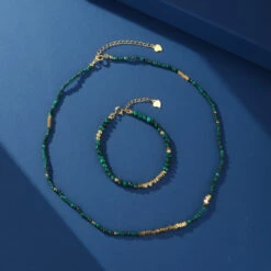 Collier Malachite – Charme Vintage, Argent Plaqué Or 17 Collier Malachite – Charme Vintage, Argent Plaqué Or -Moment Ici bracelet malachite charme vintage argent plaque or 3