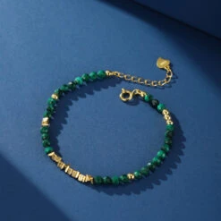 Bracelet Malachite – Charme Vintage, Argent Plaqué Or -Moment Ici bracelet malachite charme vintage argent plaque or 4