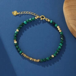 Bracelet Malachite – Charme Vintage, Argent Plaqué Or -Moment Ici bracelet malachite charme vintage argent plaque or 6