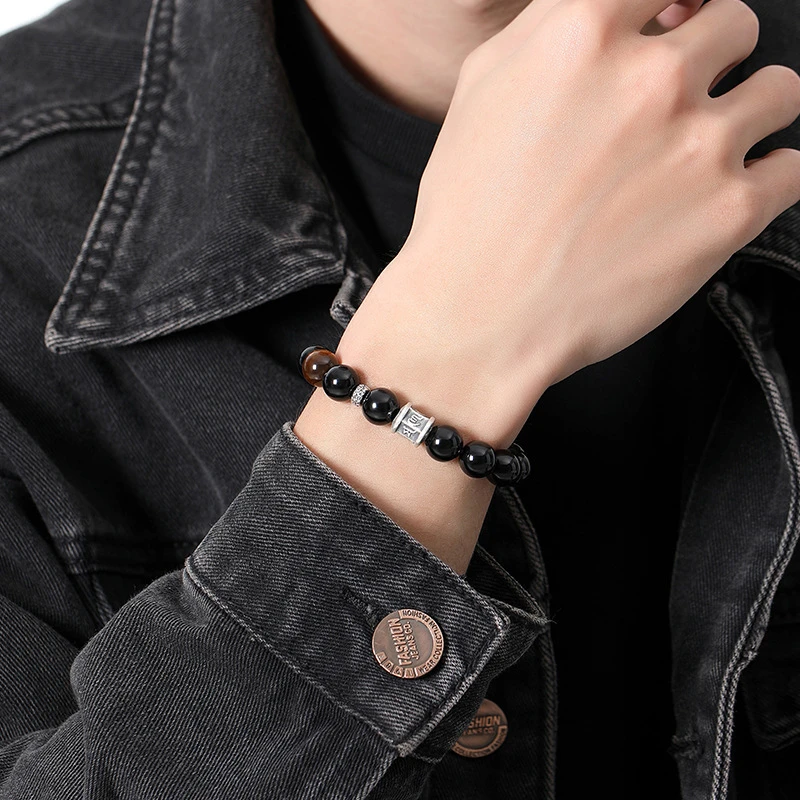 Bracelet Obsidienne Et Œil De Tigre – Mystique Harmonie, Argent 4 Bracelet Obsidienne Et Œil De Tigre – Mystique Harmonie, Argent – Image 2