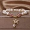 Bracelet Perle Et Quartz Fraise – Étoile Mystique