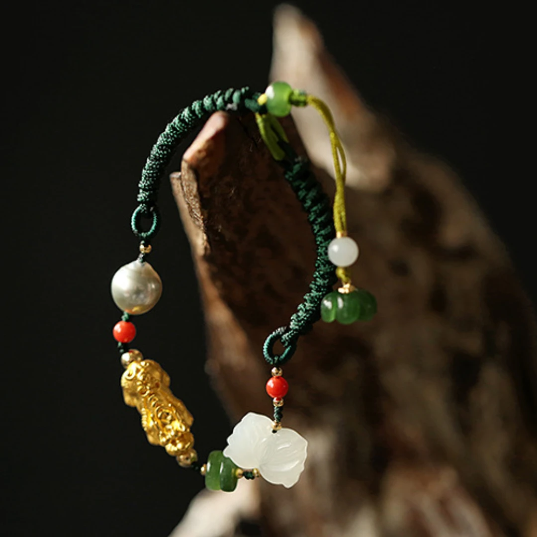 Bracelet Pi Xiu En Jade Et Perle De Tahiti – Fortune, Or 5 Bracelet Pi Xiu En Jade Et Perle De Tahiti – Fortune, Or – Image 3