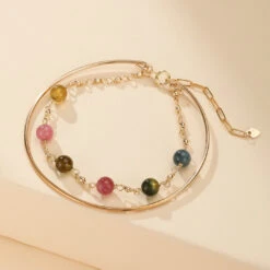 Bracelet Tourmaline – Harmonie Cosmique, Plaqué Or 14k -Moment Ici bracelet tourmaline harmonie cosmique plaque or 14k 5