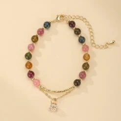 Bracelet Tourmaline – Rose Éternelle -Moment Ici bracelet tourmaline rose eternelle 2