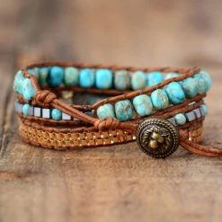 Bracelet Wrap En Turquoise – Toucher De Guérisseur -Moment Ici bracelet wrap en turquoise toucher de guerisseur