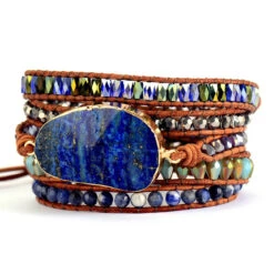 Bracelet Wrap Lapis Lazuli – Énergie Céleste -Moment Ici bracelet wrap lapis lazuli energie celeste