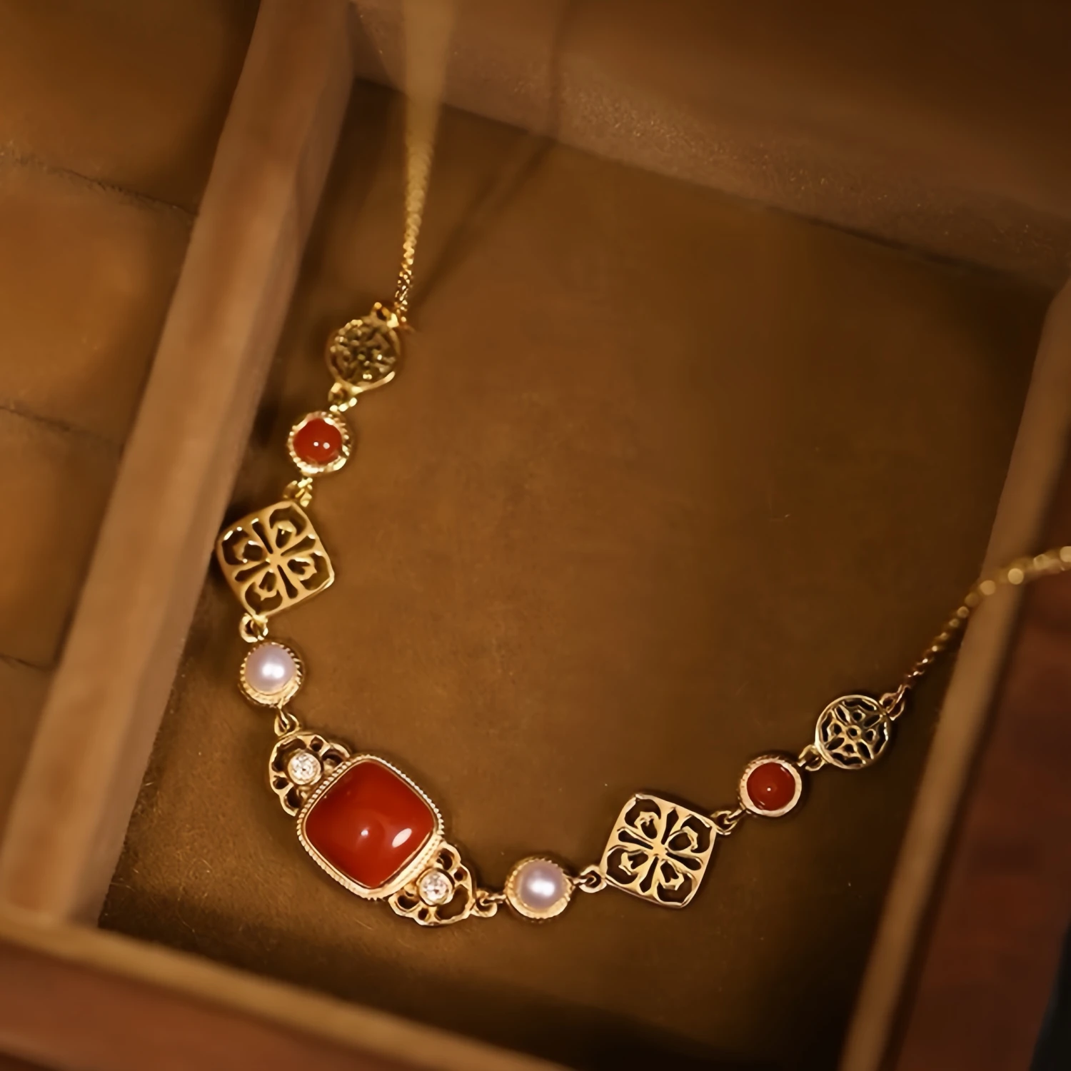 Collier Agate Et Perle – Charme Antique, Argent Plaqué Or 3 Collier Agate Et Perle – Charme Antique, Argent Plaqué Or