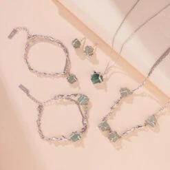 Bracelet Aventurine – Fleur De Sérénité, Argent -Moment Ici collier aventurine fleur de serenite argent 8