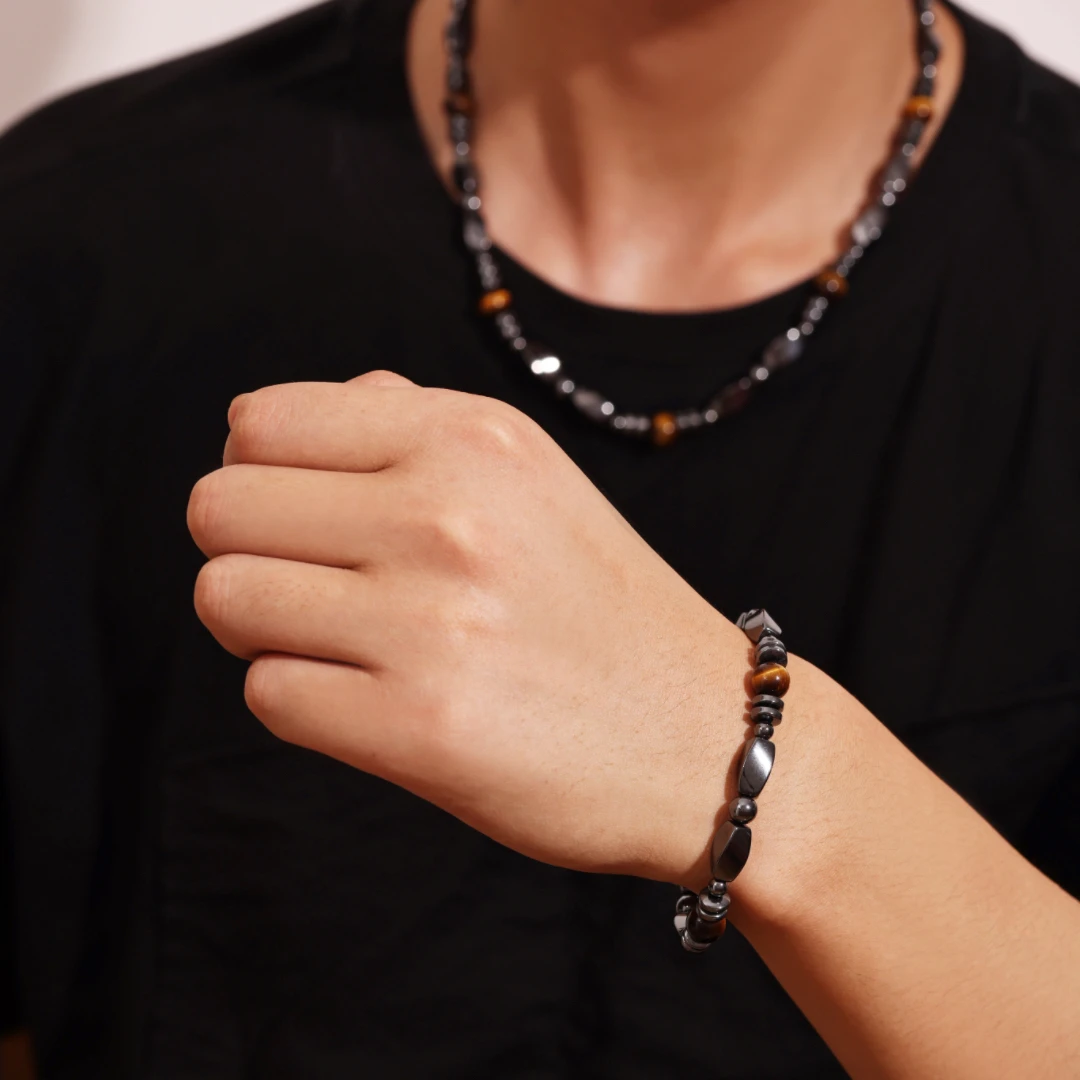 Bracelet Homme Hématite Et Œil De Tigre – Force Sauvage 4 Bracelet Homme Hématite Et Œil De Tigre – Force Sauvage – Image 2