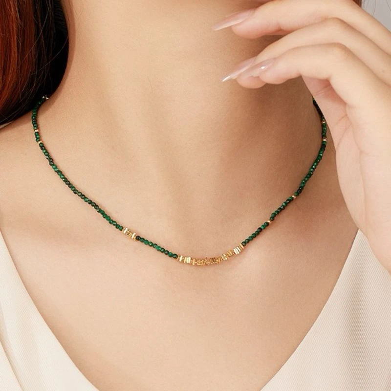 Collier Malachite – Charme Vintage, Argent Plaqué Or 4 Collier Malachite – Charme Vintage, Argent Plaqué Or – Image 2