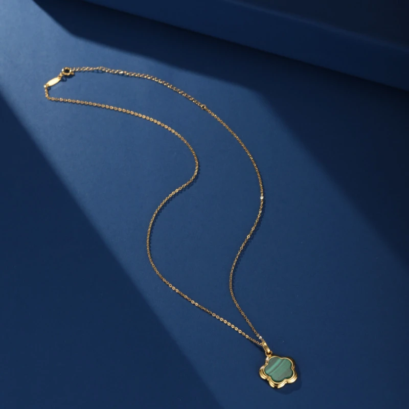 Collier Malachite – Étoile Fleur, Argent Plaqué Or 8 Collier Malachite – Étoile Fleur, Argent Plaqué Or – Image 6