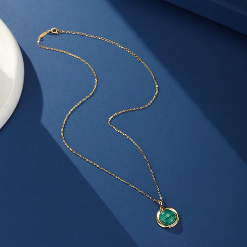 Collier Malachite – Harmonie Verte, Argent Plaqué Or 7 Collier Malachite – Harmonie Verte, Argent Plaqué Or – Image 5