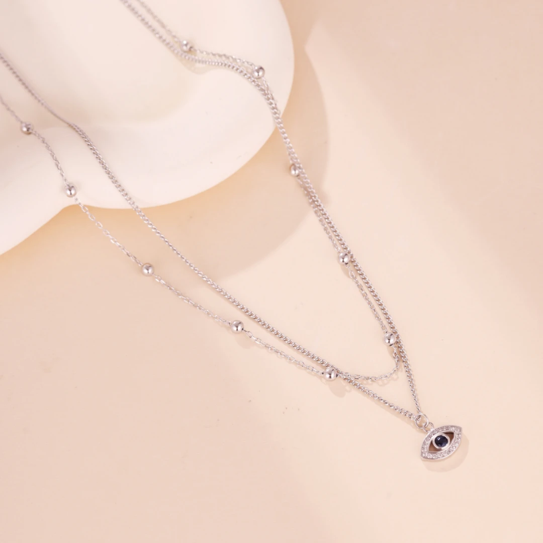 Collier Mauvais Œil – Double Protection, Argent 925 6 Collier Mauvais Œil – Double Protection, Argent 925 – Image 4