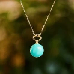 Collier Turquoise – Découpe Exquise, Argent Plaqué Or