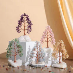 Éclats De Nature – Arbre De Vie En Pierres Naturelles Avec Base Quartz Clair