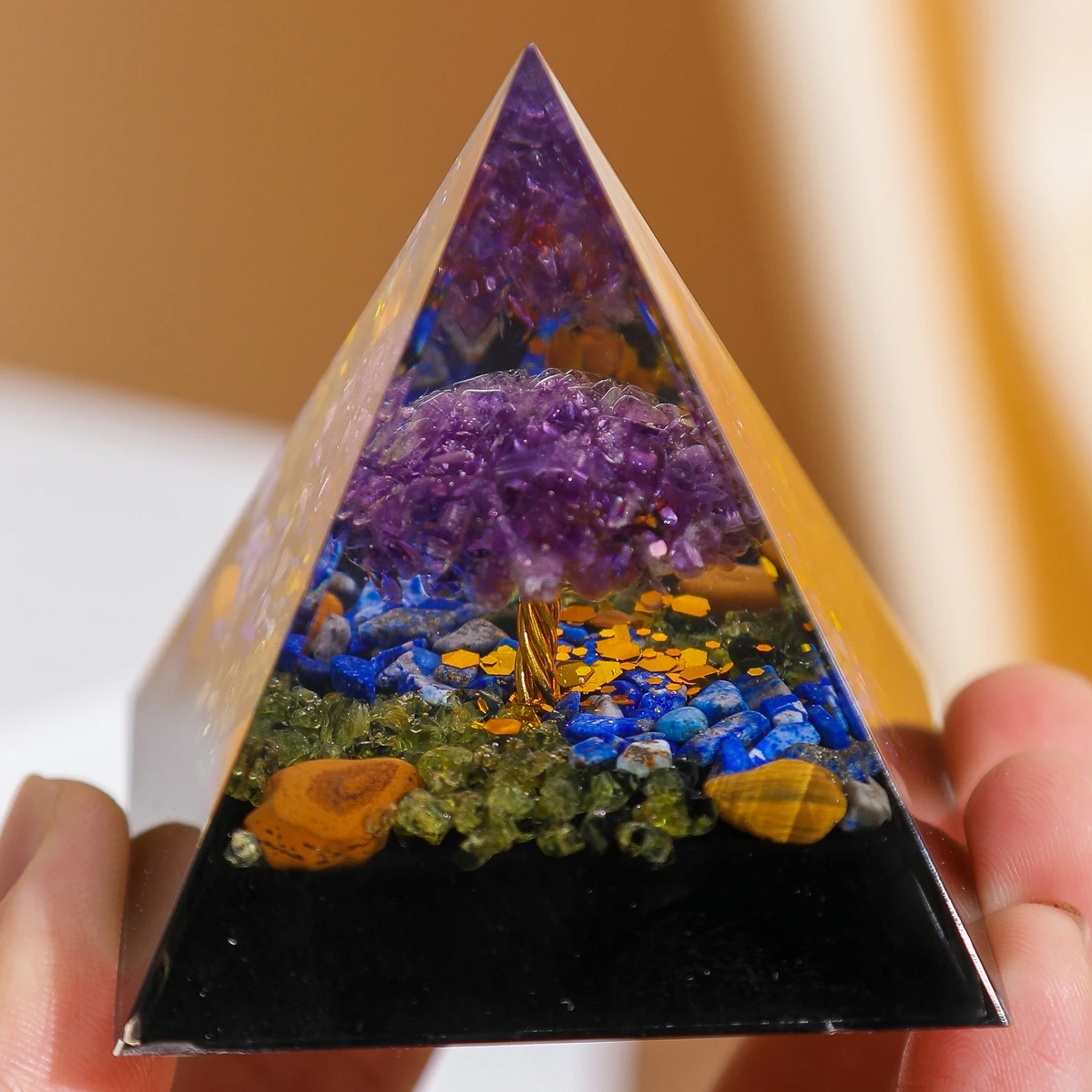 Force Intérieure – Pyramide Orgonite Arbre De Vie En Améthyste Et Lapis Lazuli 4 Force Intérieure – Pyramide Orgonite Arbre De Vie En Améthyste Et Lapis Lazuli – Image 2
