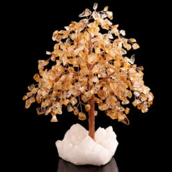 Paix Et Prospérité – Grand Arbre De Vie En Citrine Et Quartz Clair