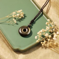 Pendentif « Fortune » Monnaie Antique En Obsidienne