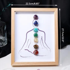 Plateau 7 Chakras ‘Harmonia’ Pierres Naturelles En Cadre -Moment Ici plateau 7 chakras harmonia pierres naturelles en cadre 4